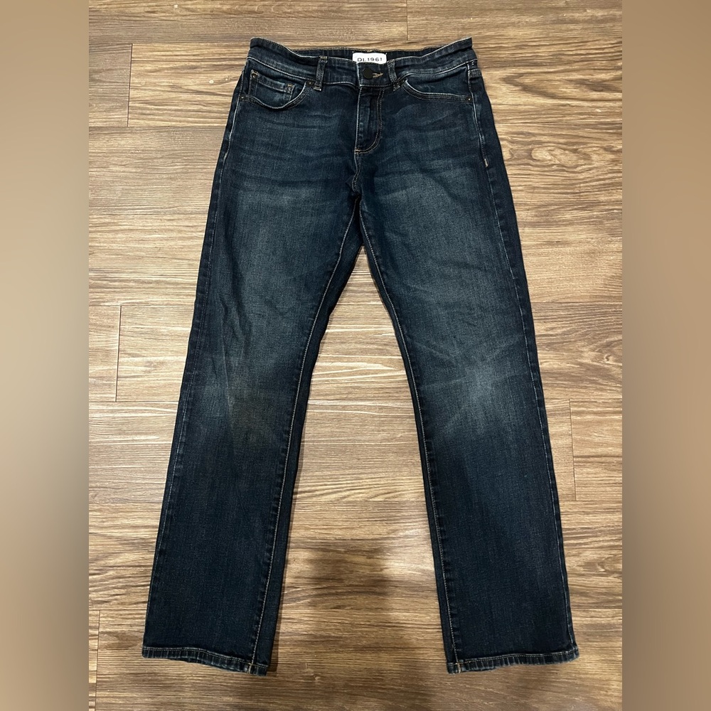 DL1961 Blue Straight Jeans with Classic Indigo Wash